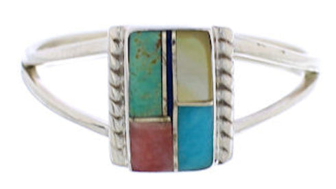 Turquoise And Multicolor Silver Ring Size 5 EX43180